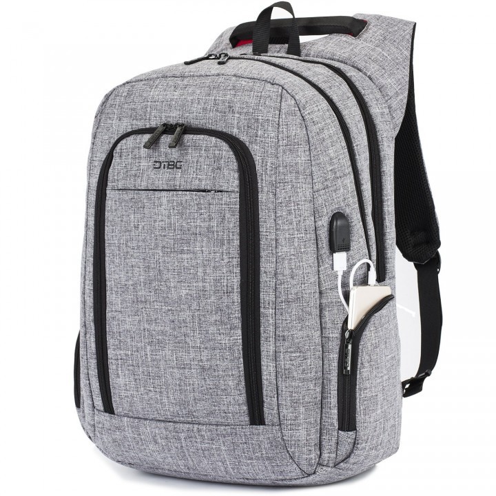 Tas DTBG D8234W 17.3 Inch Slim Laptop Backpack USB Port Bag Grey