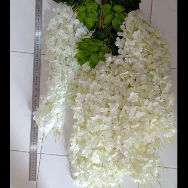 Bunga wisteria panjang/bunga plastik.bunga juntai artifisial. Bunga gantung.-Warna putih