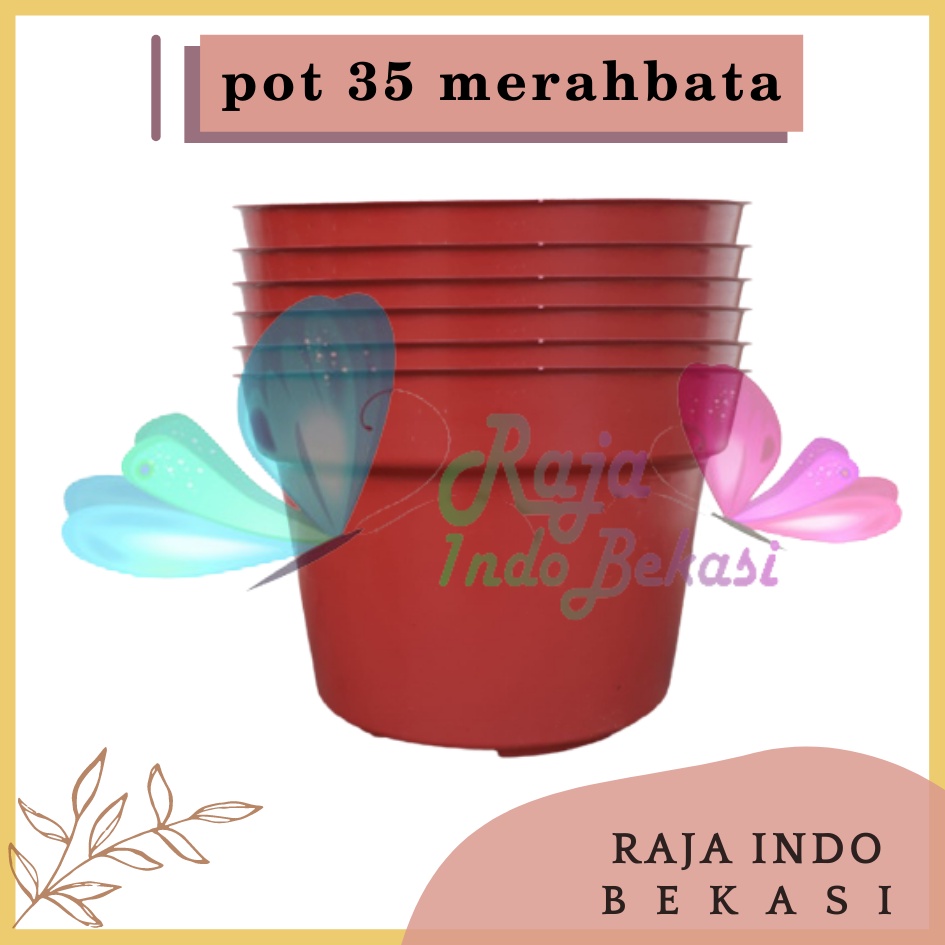 Pot Bunga 35cm 6pcs Merahbata Tebal - Toko Pot Plastik Tanaman Hias Grosir Murah Pot 35 Cm