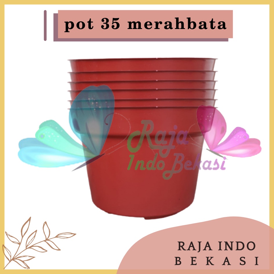 Pot Bunga 35cm Merah Bata Pot Tanaman Hias Grosir Murah Plastik 35 Cm