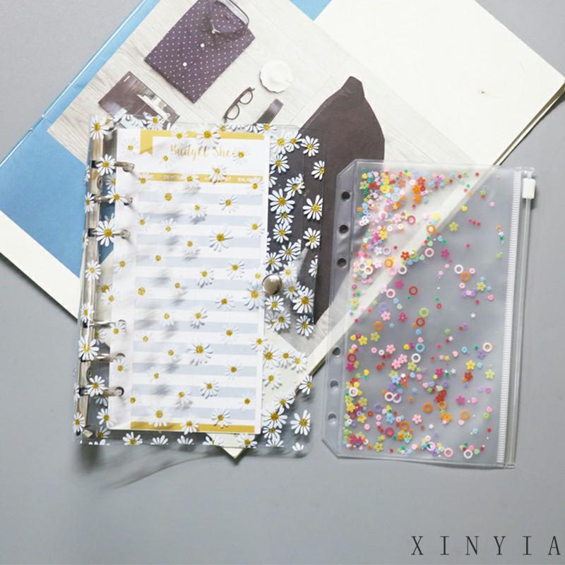 Xia.id Buku Notebook / Catatan / Diary A6 Cover PVC Transparan Motif Bunga Daisy