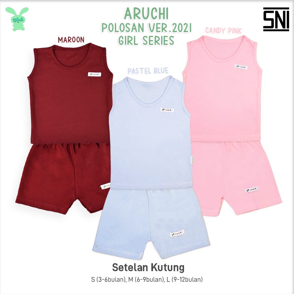 ARUCHI SETELAN POLOS / SALUR KUTUNG BOY / GIRL S M L ( 3-12 Bulan )