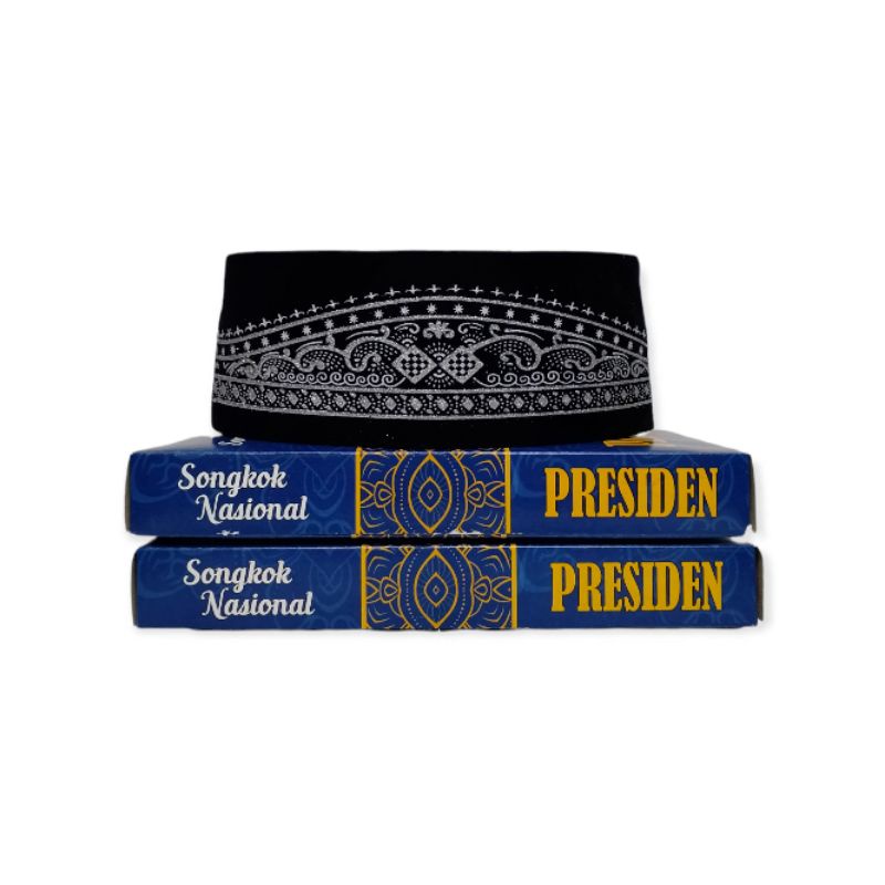 Peci/Songkok Hitam Motif Batik Perak