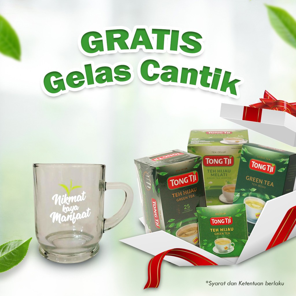 Tong Tji Bundling Tong Tji Green Tea dgn Amplop 25s Gratis Gelas Cantik*