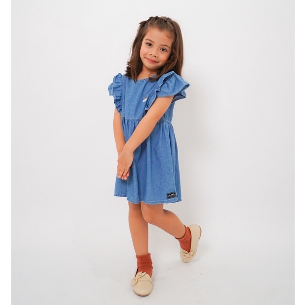 Carva Atasan anak dress jeans anak Rapunzel denim original realpict