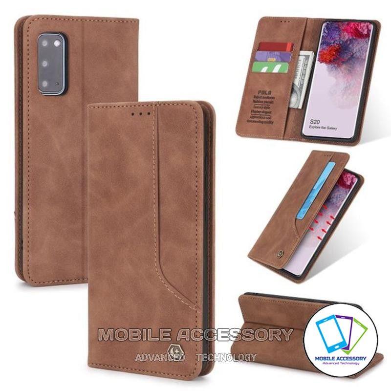 Flip Case Wallet Pola Samsung S20 FE S20FE Flip Cover Dompet Leather Case Kartu Card Casing Murah