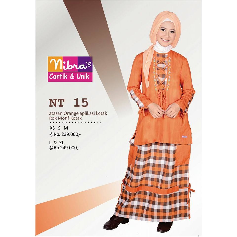 Gamis Nibras Teen NT 15 Orange cotton cantik anggun murah bordir