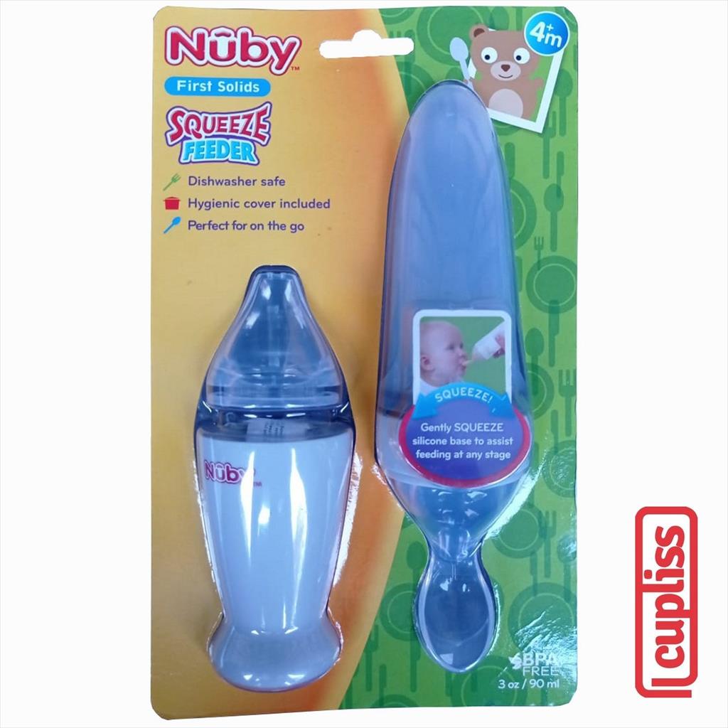 NUBY 124957 90 ml All Silicone Squeeze Feeder Grey Botol