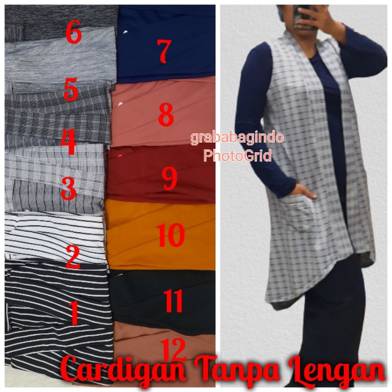 GRABABAGINDO - CARDIGAN TANPA LENGAN / OUTWEAR CARDIGAN / ROMPI / VEST CEWEK MUSLIMAH / KARDIGAN WAN
