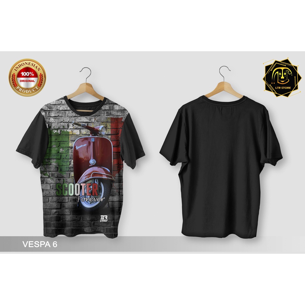 [ BAYAR DI TEMPAT ] BAJU PRINTING GAMBAR VESPA 6 - KAOS DISTRO ORIGINAL MOTIF MOTOR CALSSIC KLASIK V