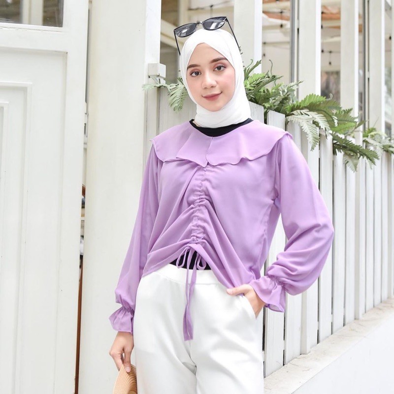 (MGA) BLOUSE MARETHA REMPEL BALLON DAILY BUSUI WANITA BLOUSE MOSCREPE