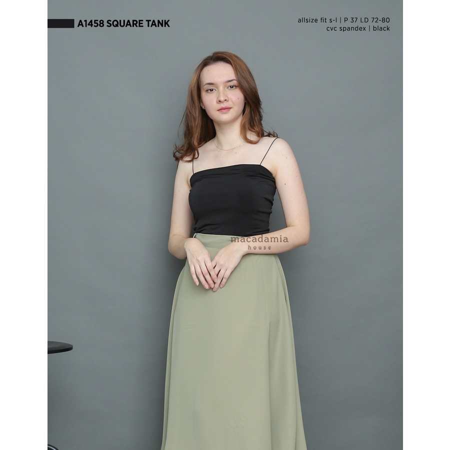 A1458 Square Tank - MACADAMIA HOUSE FASHION WANITA - TANKTOP - CASUAL SANTAI-Black