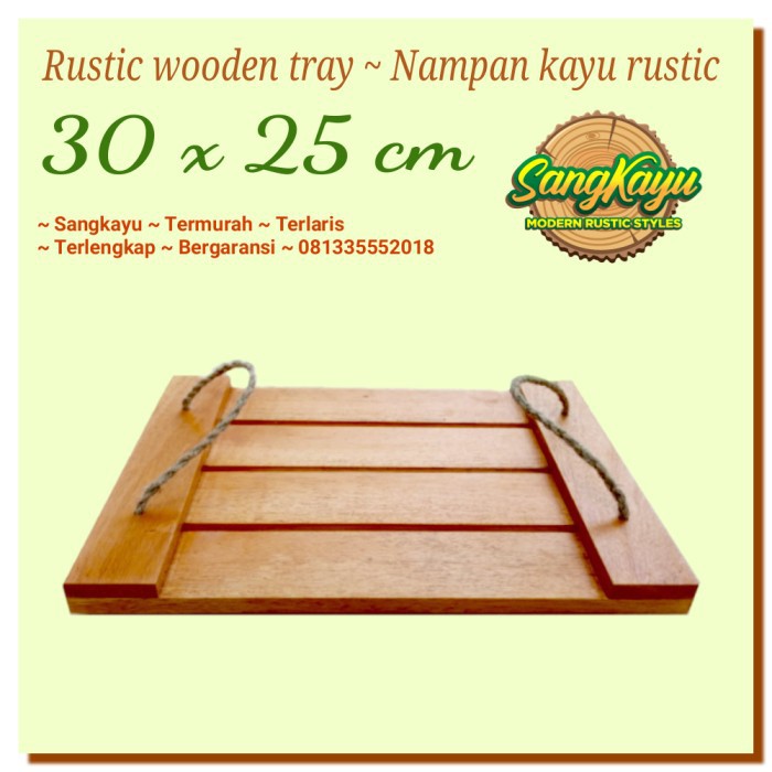 Nampan nampan kayu rustic wooden tray 30x25 cm nampan saji kayu unik