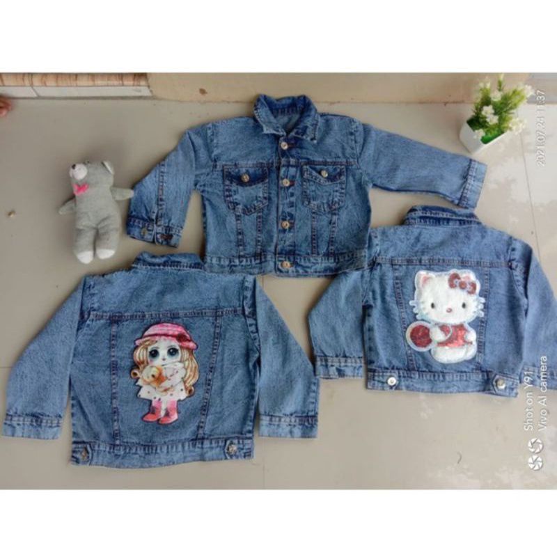 JAKET JEANS ANAK PEREMPUAN KARAKTER LOL BISA NYALA USIA 2-7TH