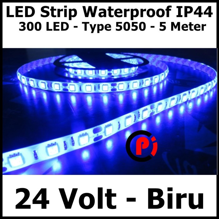 Lampu LED Strip 5050 IP44 Outdoor 24V 24 Volt V Warna Biru