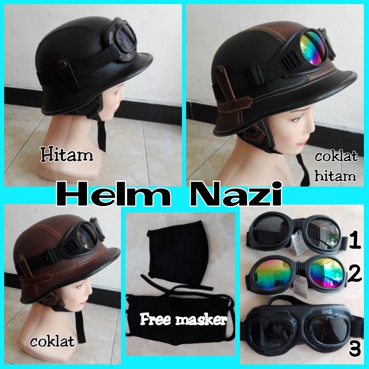 BONUS Helm Nazi Retro CB Klasik, Helm CB Mente, Helm Kompeni Hitam, Helm Tentara Jerman, Helm Unik