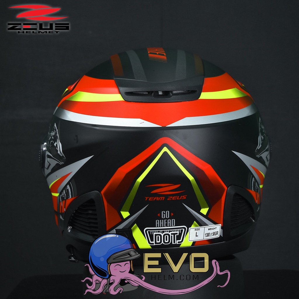 HELM ZEUS 611 HALF FACE  MOTIF TT-25 MATT BLACK RED ORIGINAL HELM ZEUS 611 MOTIF