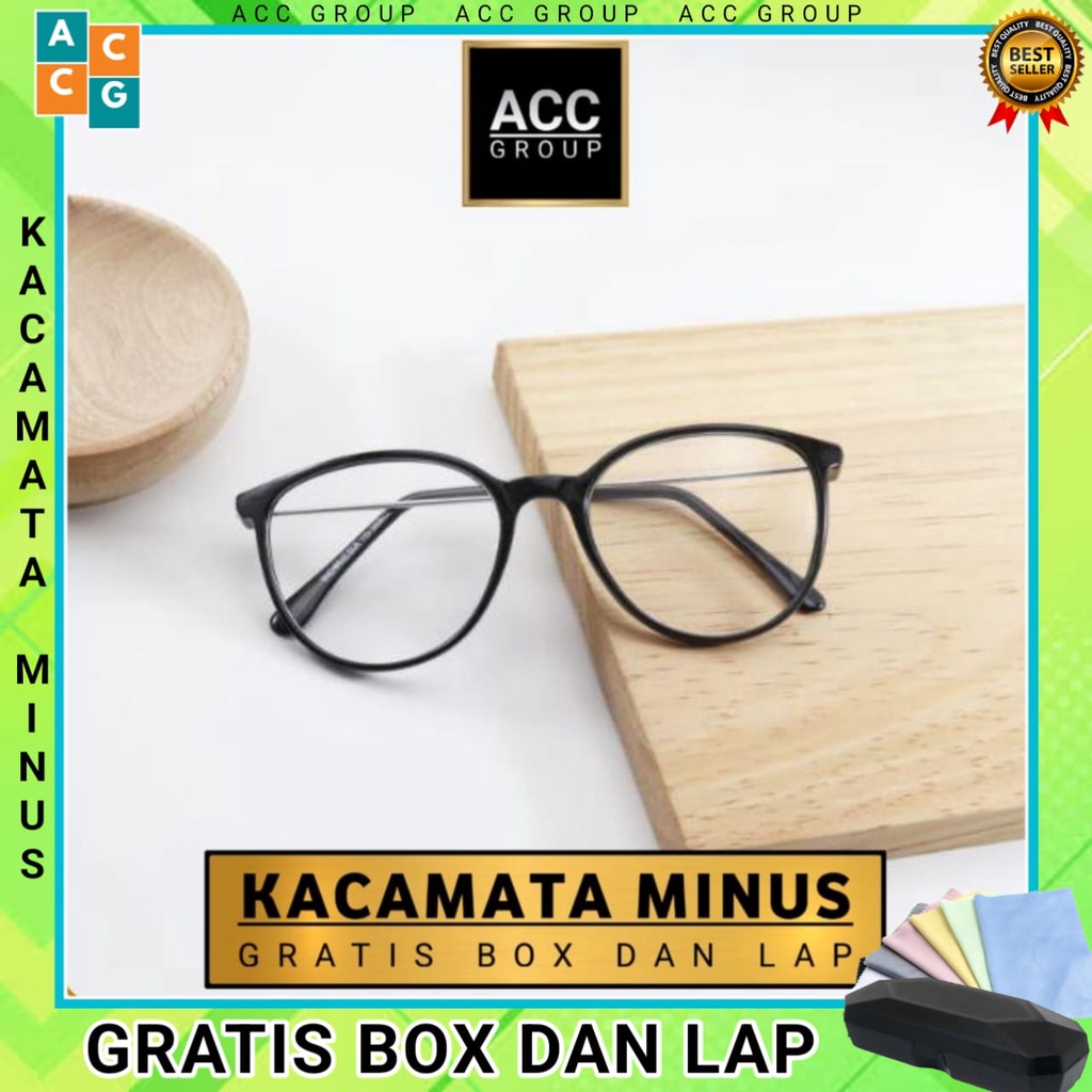 NEW KACAMATA MINUS MODEL OVAL TANGKAI BESI FREE BOX DAN LAP UKURAN 0.50-6.00