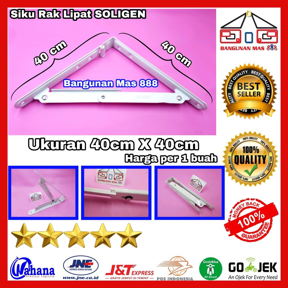 SIKU RAK LIPAT 40cm x 40cm SOLIGEN - SIKU LIPAT - RAK LIPAT - SIKU RAK TEBAL - SIKU RAK BAGUS MURAH