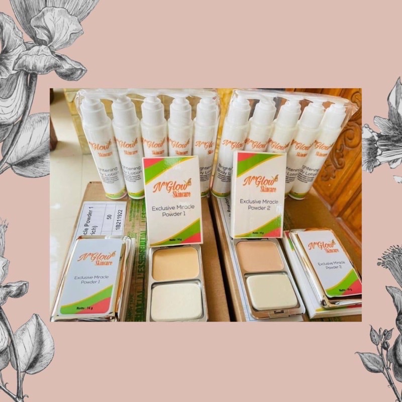 BEDAK PADAT POWDER1 | POWDER2 & BODY LOTION N'GLOW SKINCARE