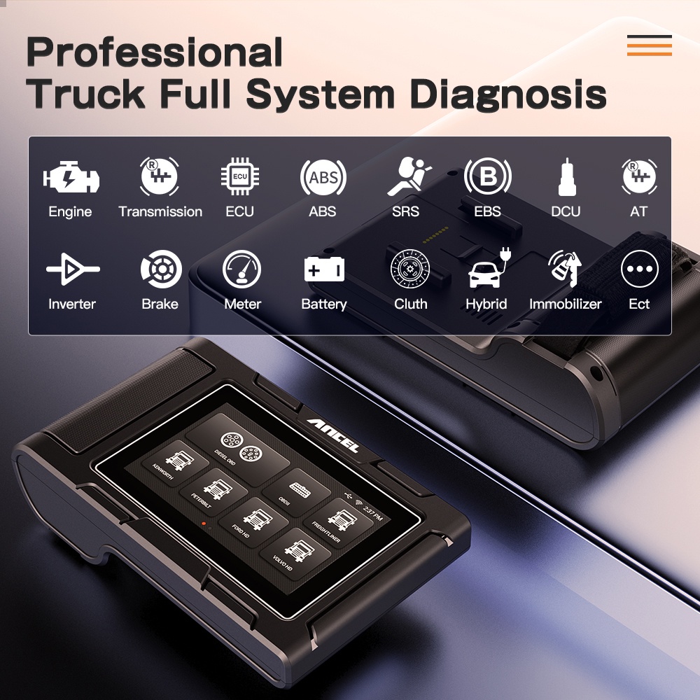 ANCEL HD3200 Professional OBD2 Truck Scanner 12/24V Scanner For Truck Heavy Duty Truck Scanner Excavator Scanner 24V Scanner For Trucks Full System Construction Machinery Diesel Diagnostic Scan Tool OBD2 Scanner OBD Scanner Car Scanner Car Diagnostic Tool