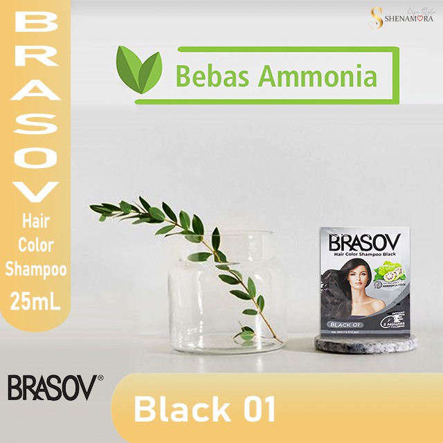 Brasov Hair Color Shampoo | Pewarna dan Penutup Uban pada Rambut 25 mL