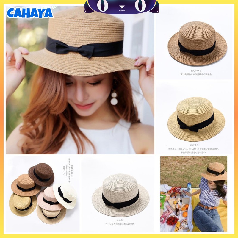 Topi Pantai Bahan Jerami Wanita Import T44