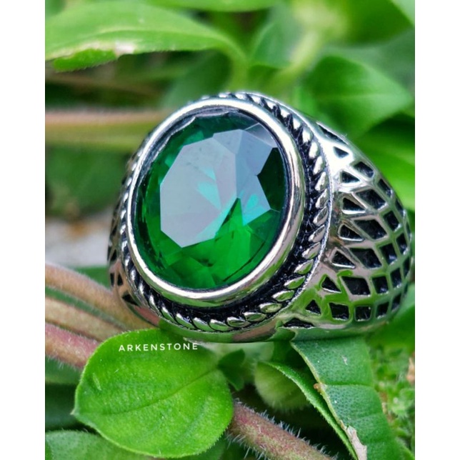Cincin Batu Green Aquamarine