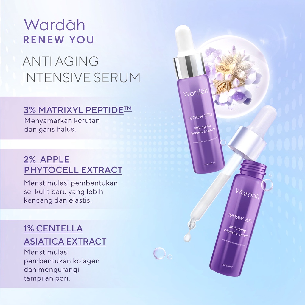 Wardah Renew You Series Anti Aging I Paket Anti Aging Anti Keriput Day Night Cream Facial Wash Serum Kemasan Baru