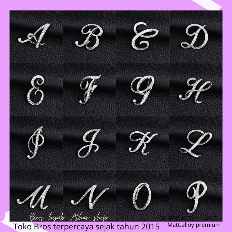 Bros huruf/bross nama/bros alphabet/brooch import