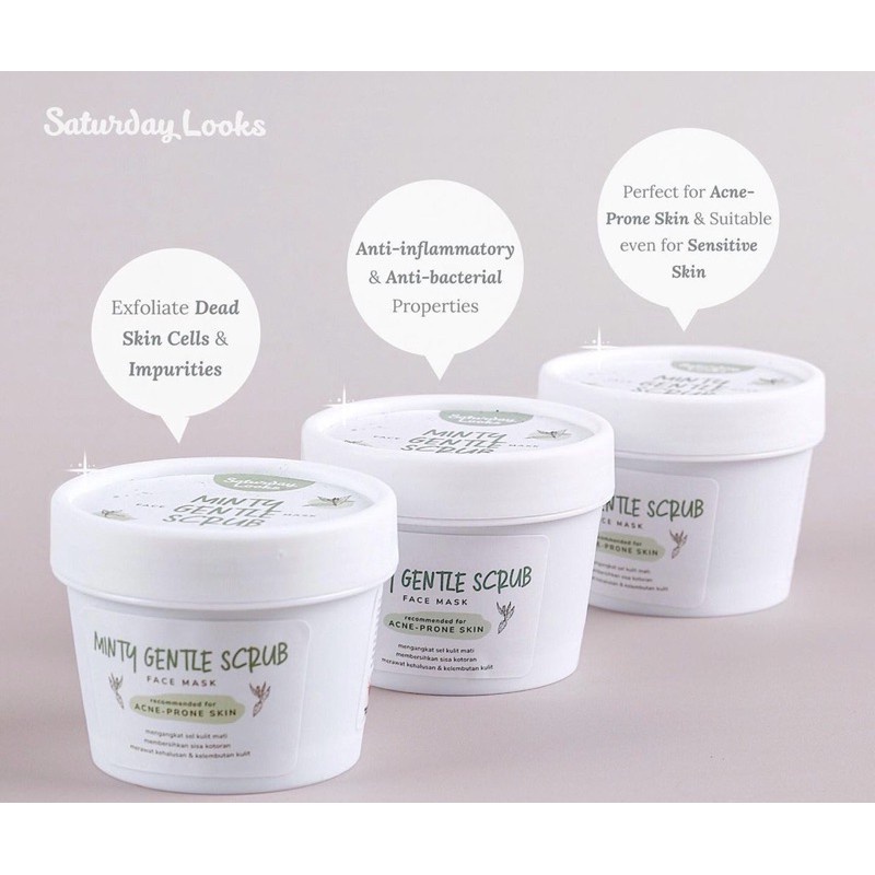 SATURDAY LOOKS Minty Gentle Scrub Mask | Clay Mask 120gr