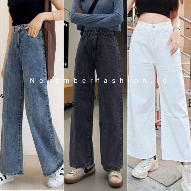  KULOT  POLOS KEKINIAN  HW JEANS  CELANA  HIGHWAIST JEANS  