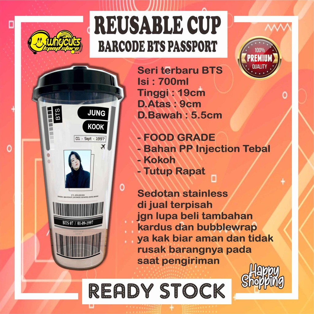 [ MHN BACA DESKRIPSI PRODUK ] Reusable Cup BTS VERSI PASSPORT WINTER (READY STOK)