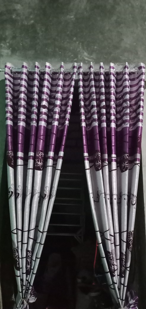 Gorden Jendela Rumah Minimalis Motif Classic Terbaru Hitam Abu Smokering 5/6lipatan