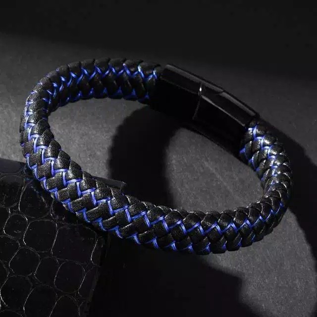 Gelang Kulit Gesper Magnetik Premium GK/L - Aksesoris Fashion Pria Leather Kulit