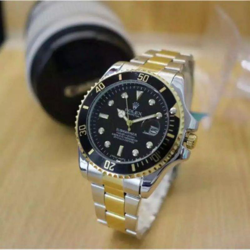 (Cod)Jam Tangan Pria Rolex Submaniner Jarun Mesin Batrai Strap Rantai/Stell(Dikirim Jakarta)