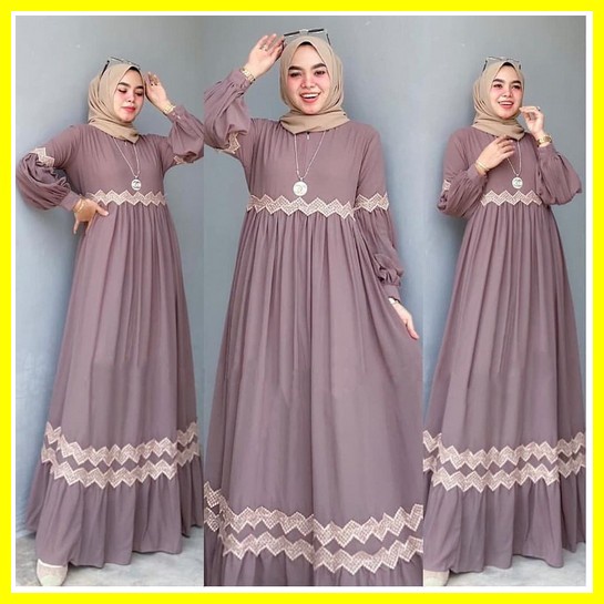Baju Pesta Wanita Muslim Kondangan Brukat Mewah Elegan Gaun Muslimah Terbaru 2021 2022 Maxy Kembar L