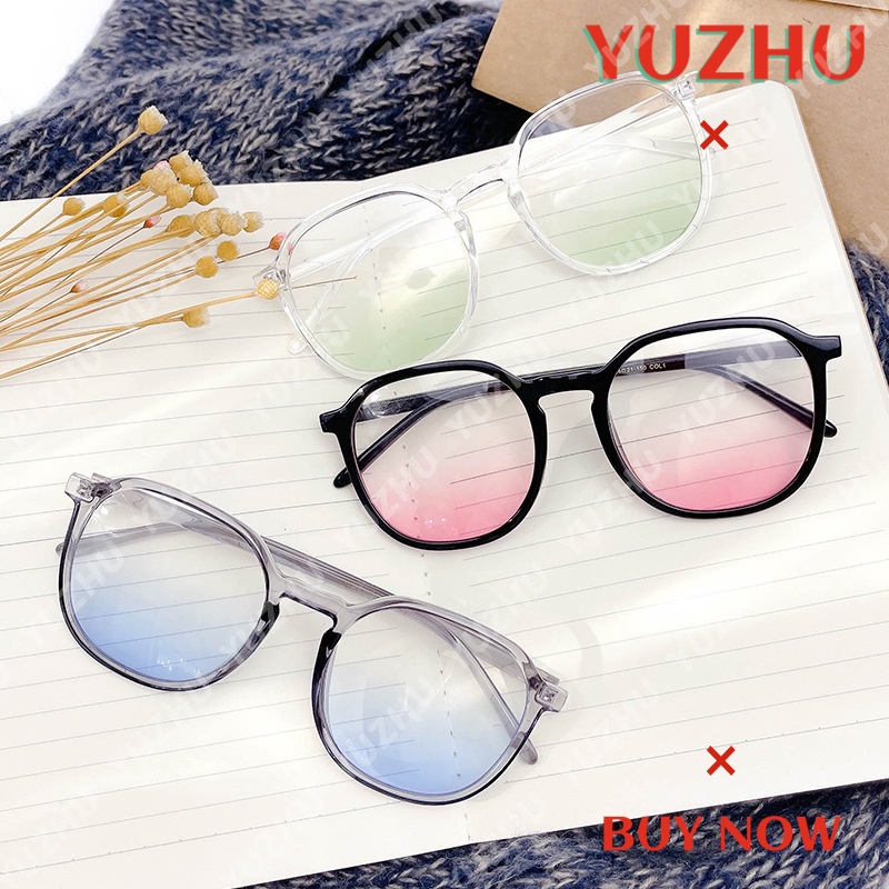 (YUZHU) Tr90 Kacamata Hitam Frame Kotak Oversized Anti Blue Light Untuk Wanita