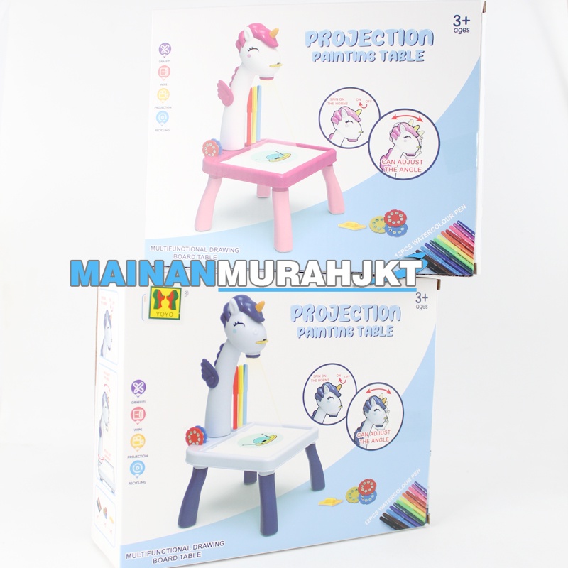 MAINANKEI ANAK MURAH PROJECTION TABLE XZ333 MEJA BELAJAR MINI PROJECTION PAINTING ALAT BELAJAR LENGKAP