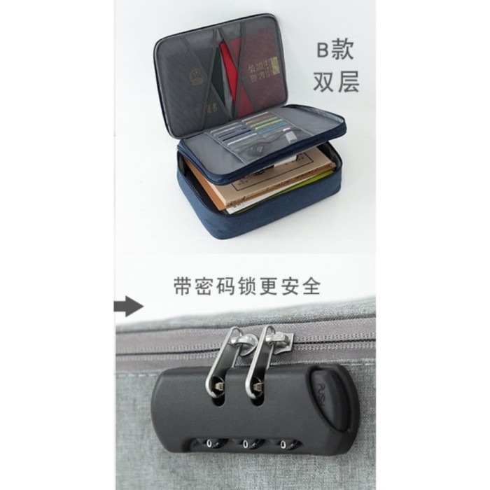 [LOCKIT] Travel Document Bag 3 Digit Password / Tas Dokumen Anti Air