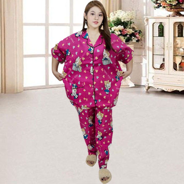 ISANNY PIYAMA SET SIZE.XXL/PIYAMA CP JUMBO KARAKTER/PIYAMA MURAH/PAKAIAN WANITA/REAL PICT-HK LOVE FANTA