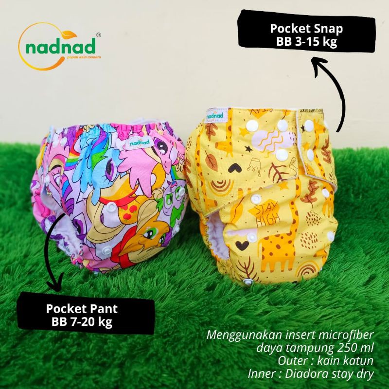Motif POPOK Bayi Kain Kancing CLODI NADNAD POCKET PANT Cloth Diaper Clodi Bayi Dapat Dicuci Popok Ka