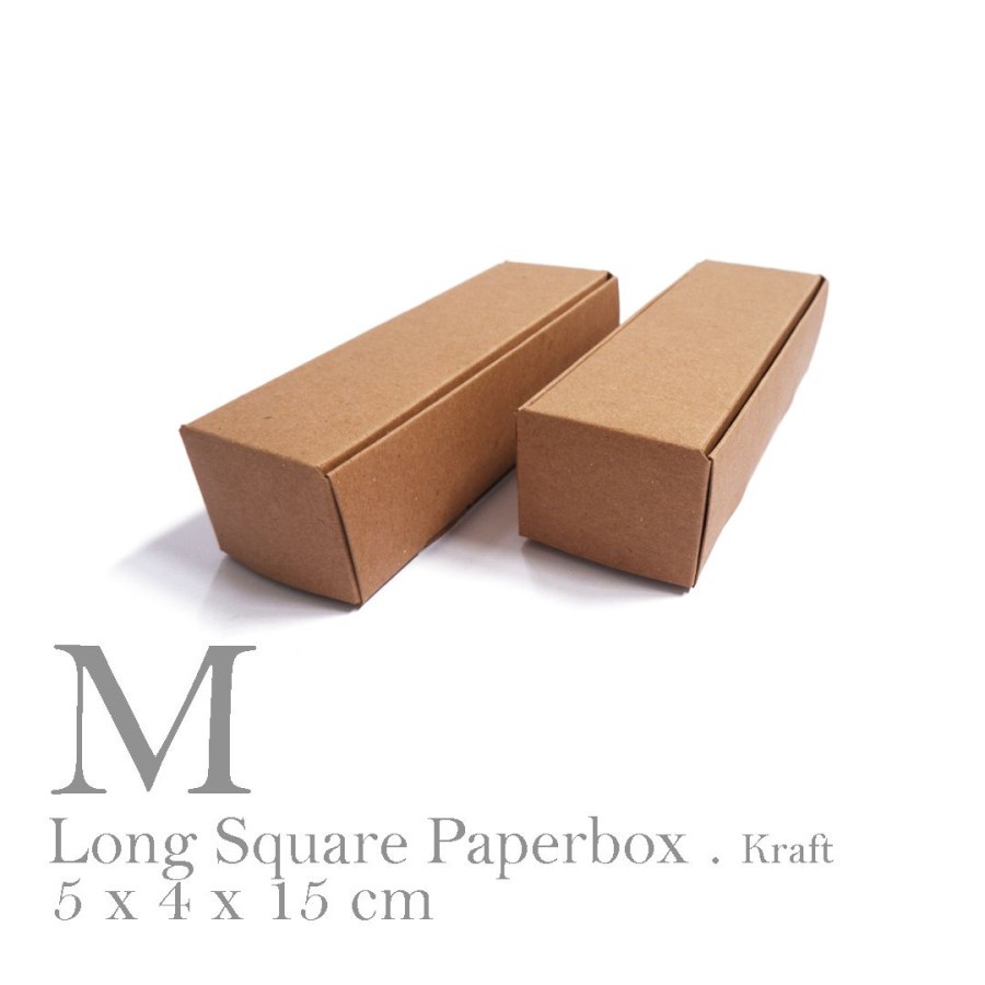 

[HARGA 10PCS] LONG PAPERBOX SQUARE / MEDIUM SIZE (5x4x15 cm) BROWN KRAFT/ PAPER BOX