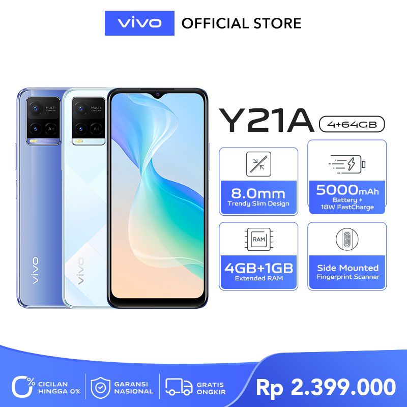 HP SMARTPHONE VIVO Y21A RAM 5GB/64GB GARANSI RESMI