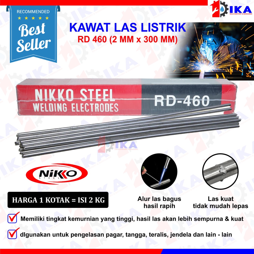 Kawat Las Inventer Nikko Steel  2mm x 300mm Nikko Steel RD 460 Berat 2 Kilo