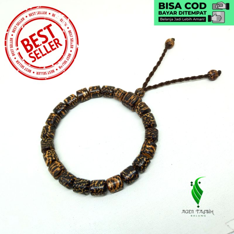 Gelang Kayu Liwung Macan Motif Tabung Size 8mm ORIGINAL!!!