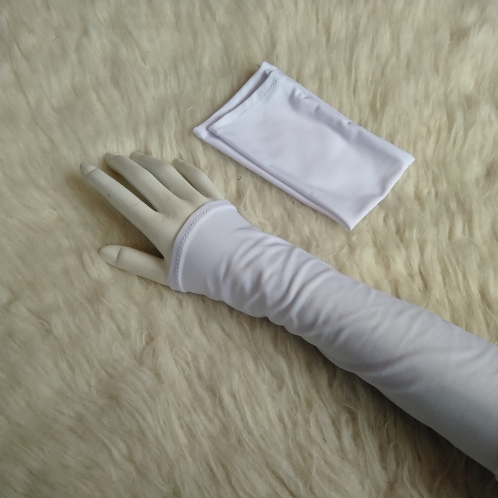 Manset tangan 30 cm sesiku bahan jersey-putih