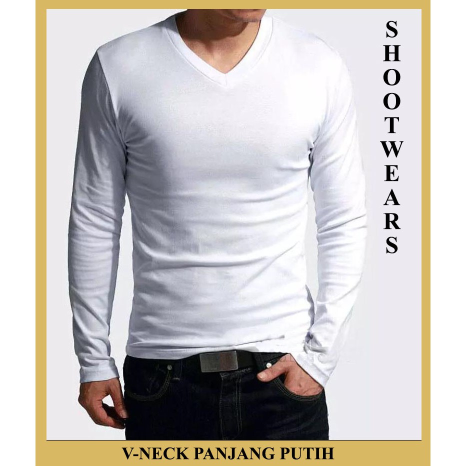 KAOS POLOS  V-NECK LENGAN PANJANG