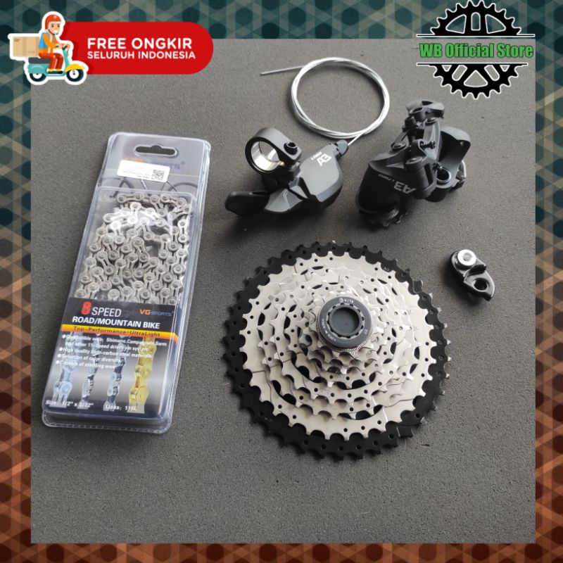 Groupset 8 Speed 40T / RD Shifter Ltwoo A3 / Sprocket Syte 40T / Rantai VG Sport 8 Speed / Group Set