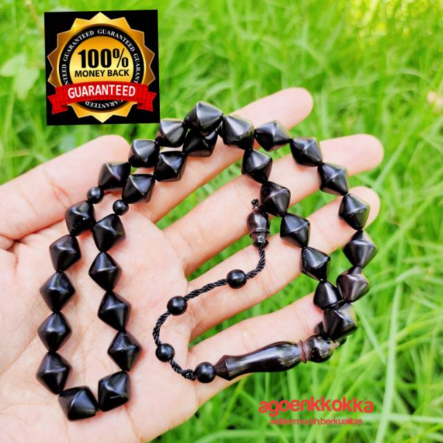 Tasbih 33 wajik polos 8,5 mm hitam kokka kaukah kokkah garansi keaslian